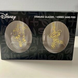 Disney Stemless Glasses Set with Gold Tigger Design